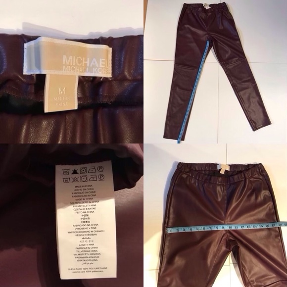 NWHT Michael Kors faux leather Leggings burgundy size M - Picture 1 of 8